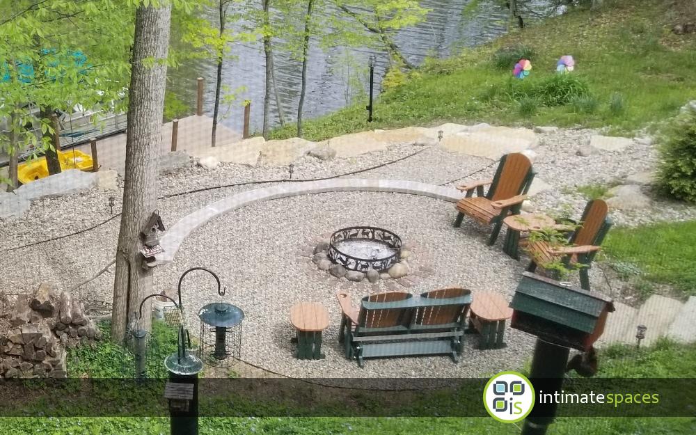 Outdoor Project: Stone walls, fire pit, dock, deck